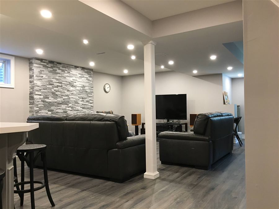 Family Room Stone Wall